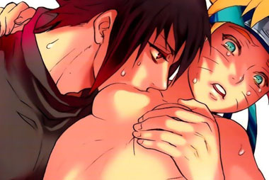 Sasuke batendo punheta pra Naruto na floresta